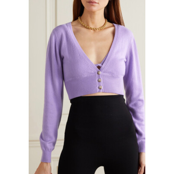 Loulou Studio Cardigan Womens M Medium Beige Batiki Cashmere Cropped Button Up - Picture 14 of 15